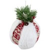 Northlight Faux Fur and Nordic Print Christmas Ball Ornament - 8" - 3 of 4