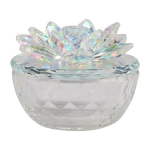Sagebrook Home Decorative Rainbow Lotus Top Glass Trinket Dish for Jewelry and Keepsake Storage - 1 of 4
