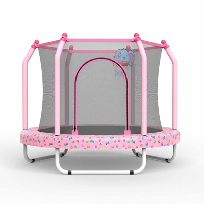Aukfa 55 inch Kids for Ages 1-8 Trampoline with Handle - Indoor/Outdoor Toddler Trampoline, 6-Leg Design for Safety & Stability