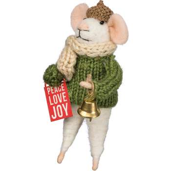Primitives by Kathy Peace Love Joy Mouse Critter Ornament Shelf Decor