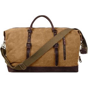 Canvas Duffle Bag for Travel, 60L Large Capacity Weekender Carry On with Removable Strap, Vintage Look for Men and Women - 1 of 4