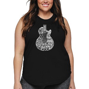 LA Pop Art Women's Word Art Tank Top - Rock Guitar Head - 1 of 4