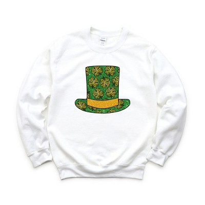 Simply Sage Market Women's Graphic Sweatshirt Shamrock Top Hat - M - White