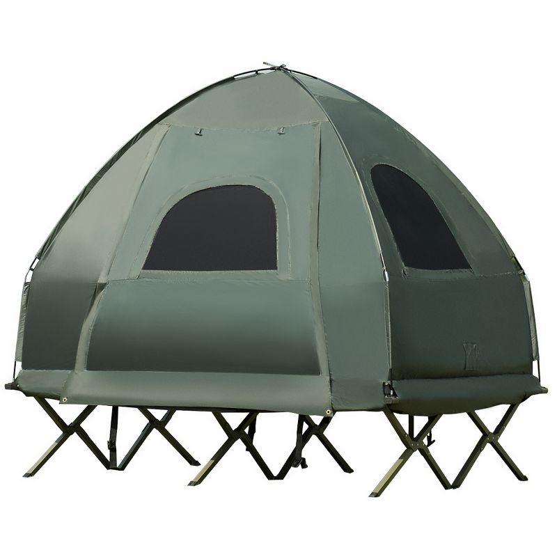 Tangkula Folding 2-Person Camping Tent Cot Portable Pop-Up Tent with Sleeping Bag&Air Mattress for Outdoor Activity, 3 of 9