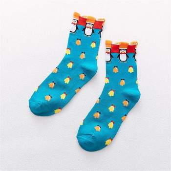 Cute Holiday Pattern Socks (Women's Sizes Adult Medium) - Blue / Medium / Unisex from the Sock Panda