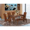 HomeStock 6-Piece Rectangle Mahogany Finish Solid Wood Top Dining Table with 1 Bench, 4 Chairs with Slat Back - 2 of 4