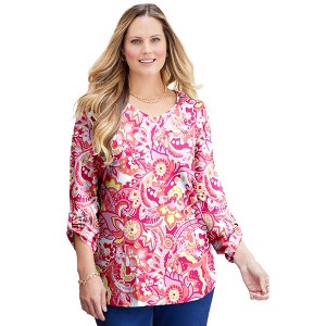 Catherines Women's Plus Size Liz&Me V-Neck Top - 1 of 4