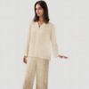 Anna-Kaci Lounge Women's Floral Hem Pajama Set with Long Sleeve Top and Relaxed Fit Wide Leg Pants - 4 of 4