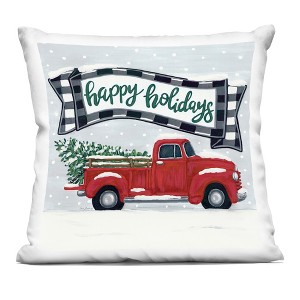 Stupell Industries Happy Holidays Red Truck Indoor Pillow, 18 x 18 - 1 of 3