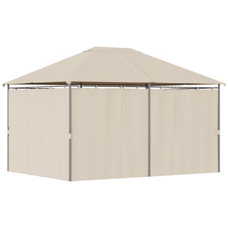 Outsunny 10' x 13' Outdoor Patio Gazebo Canopy Shelter with 6 Removable Sidewalls, & Steel Frame for Garden, Lawn, Backyard and Deck, 4 of 9
