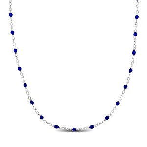 EVERLY JEWELRY | Sterling Silver Enamel Bead Station Necklace – Multiple color Enamel - 1 of 4