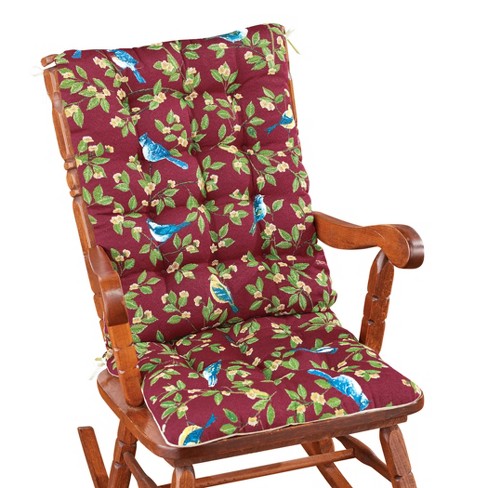 Collections Etc Bird Tapestry 2 piece Burgundy Rocking Chair