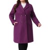 Agnes Orinda Women's Notched Lapel Double Breasted Long Pea Coats with Pocket - 2 of 4