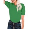 Clearlove Women's V Neck Puff Sleeve Short Sleeve Knit Top Lightweight Solid Color Basic Casual Pullover Shirt Sweater - 2 of 4
