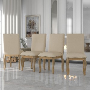 VASIP Set of 4 Dining Chairs Wood Upholstered Fabric Dining Room Chairs with Nailhead for Dining Room, Kitchen, Living Room - 1 of 4