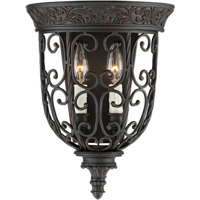 Elegant Scroll Dual-Light Wall Sconce in Rubbed Bronze