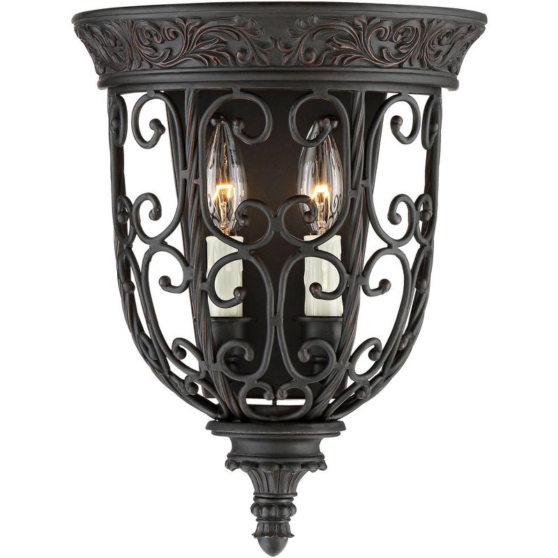 Franklin Iron Works French Scroll Rustic Wall Light Sconce Rubbed Bronze Hardwire 10 1/2" Fixture for Bedroom Bathroom Vanity Reading Living Room Home, 3 of 7