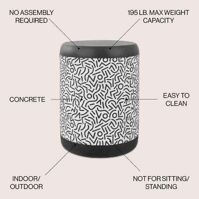 Indi 17.75" Black and White Concrete Geometric Drum Outdoor Accent Table