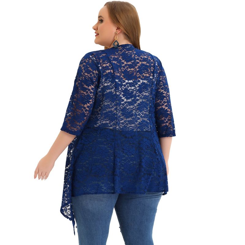 Agnes Orinda Women's Plus Size Draped Shawls Lightweight Open Front Lace Date Cardigans, 4 of 6