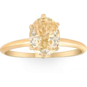 Pompeii3 2Ct Fancy Yellow Oval Solitaire Moissanite Engagement Ring 14k Yellow Gold