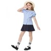 Girls Button Down Tops Peter Pan Collar Short Sleeve Blouse with Ruffled Trim Puff-sleeve Tops Butterfly Collar Shirts for Girls - 3 of 4