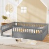 NicBex Kids Montessori Bed with Fence,Wood Floor Bed with High Guardrails Design,Twin/Full Size Toddler bed for Bedroom Playroom,White/Gray/Brown - image 2 of 4