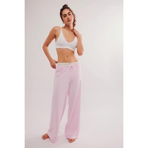 Women's Striped Lounge Pants Loose Fit Drawstring Waist Casual Comfortable Long Trousers - 1 of 4