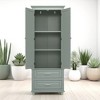 Tall Storage Cabinet with 2 Drawers and Adjustable Shelf, Freestanding MDF Organizer with 2 Doors and Anti-Tip Kit - 4 of 4
