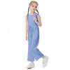 Girls Sleeveless Jumpsuits Scoop Neck Keyhole Back Soft Tank Jumpsuits Back Elastic Waist Wide Leg Jumpsuits with Pockets,Blue - 120 - 3 of 4