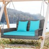 Costway 2-Person Patio PE Wicker Hanging Porch Swing Bench Chair with Cushion - 2 of 4