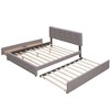 PAGED Upholstered Bed Queen Size Simple Modern Wooden Bed Frame with Twin XL Trundle, Storage Drawers and Headboard for Bedroom - 3 of 4