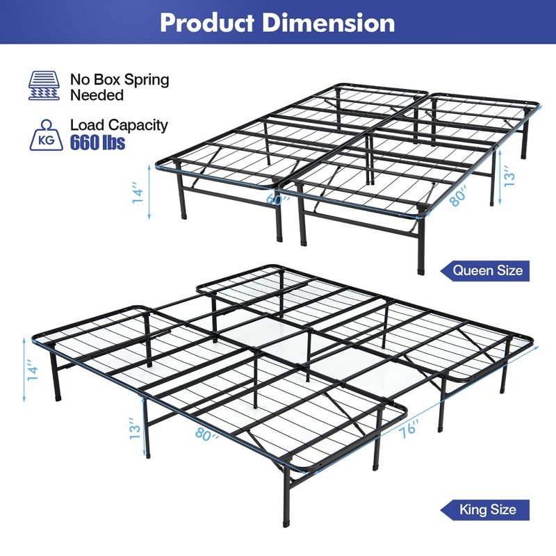 Costway  Folding Metal Platform Bed Frame 13 Inch Mattress Foundation 660 LBS, 4 of 10