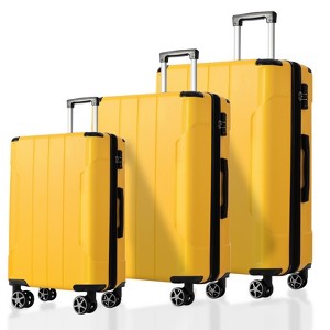 FONTOI Carry On Luggage Sets 3 Piece with Double Spinner, 20/24/28 Inch Expandable Travel luggage Set, Yellow, 11.6"*29.5"*18.5" - 1 of 4