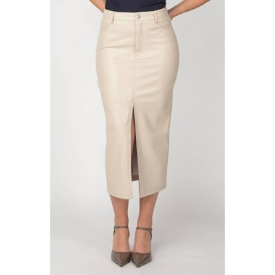 Women's Faux Leather Midi Skirt 2422348 T - Dex Clothing
