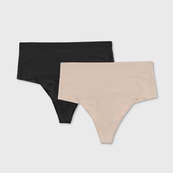 Maidenform Self Expressions 2pk Women's Shaping Thong – Black and Beige SES080