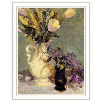 HomeRoots Tulips and Lavender White Framed Print Wall Art