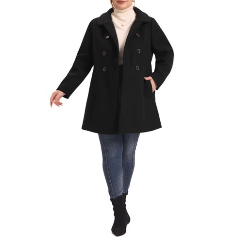 Agnes Orinda Women's Plus Size Coat A-Line Peter Pan Collar Double Breasted  Fall Winter Peacoat 2X Beige at  Women's Clothing store