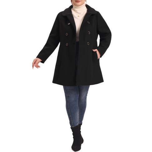 Agnes Orinda Women's Plus Size Fashion Notched Lapel Double Breasted Pea  Coat : Target