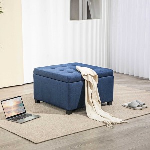 CAVINAS Linen Storage Ottoman Bench with Flip Top Seat Lid and Metal Hinge,Upholstered Storage Ottoman,Storage Benches for Living Room,Bedroom - 1 of 4