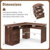 Costway L Shaped Computer Desk 59'' Corner Study Writing Desk with Open Compartment & 2 Cable Management Holes Walnut/White - 4 of 4