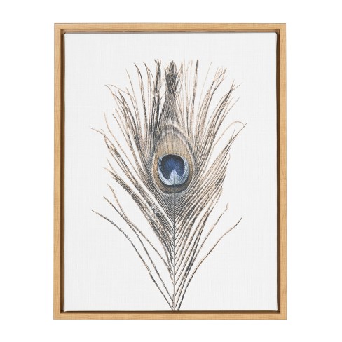 18 X 24 Sylvie Peacock Feather Framed Canvas By Simon Te Tai Natural Kate And Laurel Target
