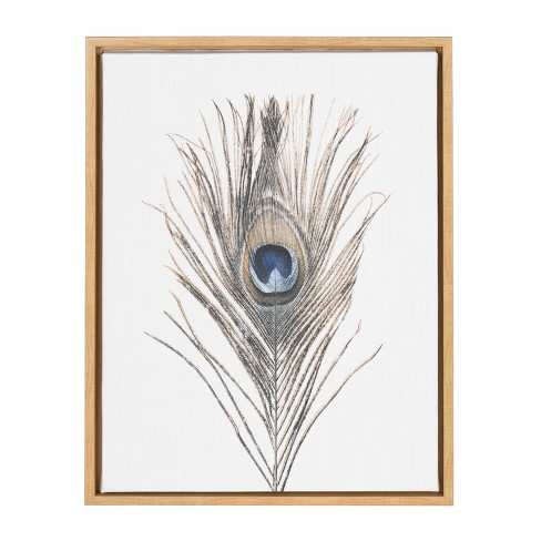 18 X 24 Sylvie Peacock Feather Framed Canvas By Simon Te Tai