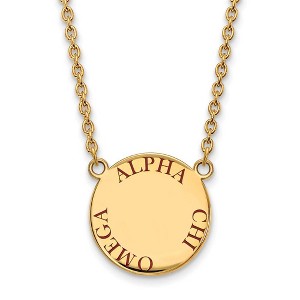 Black Bow Jewelry 14k Yellow Gold Plated Sterling Silver Alpha Chi Omega Greek Life Necklace 18 Inch - 1 of 4