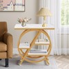 Lirago, End Table Small Side Table with Storage Shelves, Metal Frame & Tabletop for Living Room/Bedroom, 25.59"L x 11.81"D x 26.18"H, White & Gold - 2 of 4