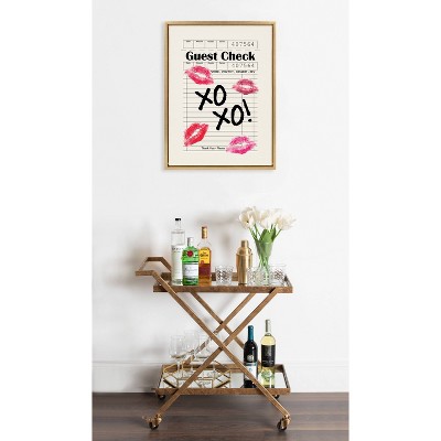 Bright Gold Framed Canvas with XOXO Kisses Guest Check Design, 18" x 24"