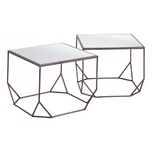 Arzon Coffee Table Set (2-Piece) – 16.5" H Mirror Glass & Bronze Metal Frame by Zuo Modern - 1 of 4