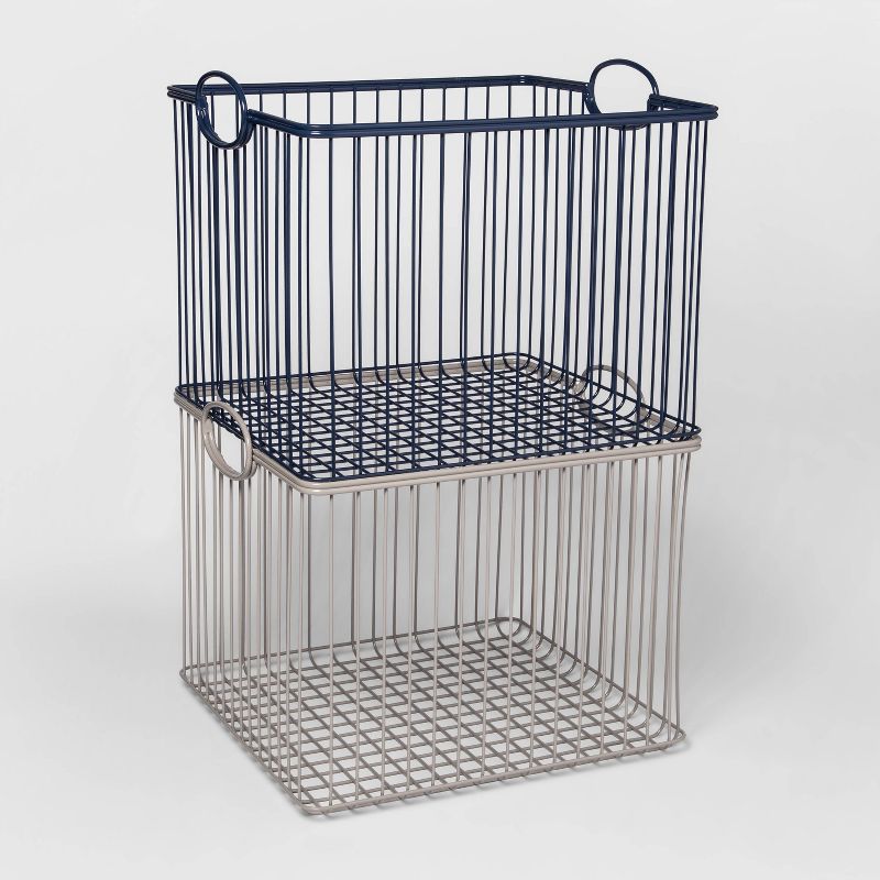 Wire Stackable Kids' Storage Basket Gray - Pillowfort™, 4 of 10