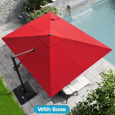 Crestlive Products 9x11FT Cantilever Umbrella UV30+ Outdoor 360 Degree Rotation Offset Umbrella 6 Heights Adjustable with Base