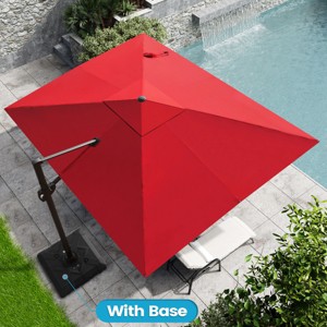 Crestlive Products 9x11FT Cantilever Umbrella UV30+ Outdoor 360 Degree Rotation Offset Umbrella 6 Heights Adjustable with Base - 1 of 4