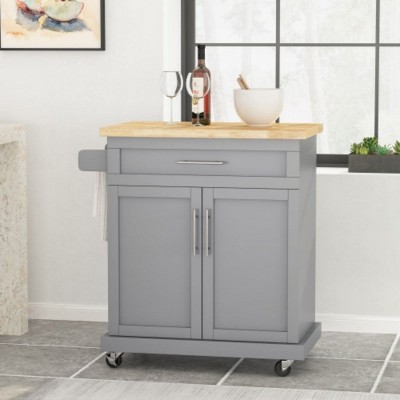 Kitchen Island Cart, Rolling Kitchen Island Side Table With Towel Rack, 2 Door, 32" Width Kitchen Cart, Kitchen Island For Kitchen, Dinning Room